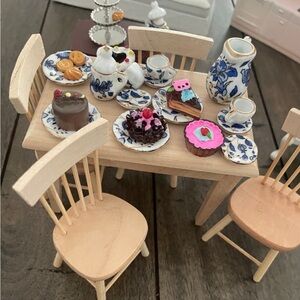 Miniature Dining Set with Tea Party Accessories